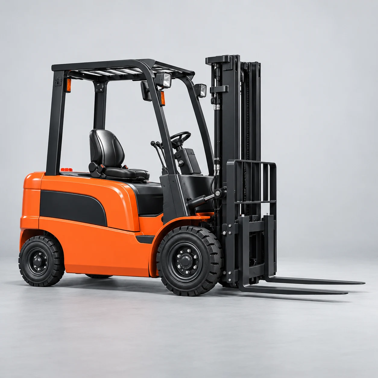 Orange electric counterbalance forklift