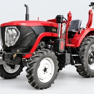 Red Zhongtuo 904 tractor on a light background, front three-quarter view